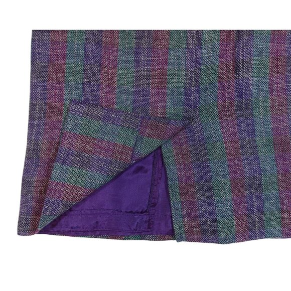 Vintage 60s Jewel Tone Rainbow Striped Wool Midi Skirt Size 8 Academia Preppy - Picture 5 of 8